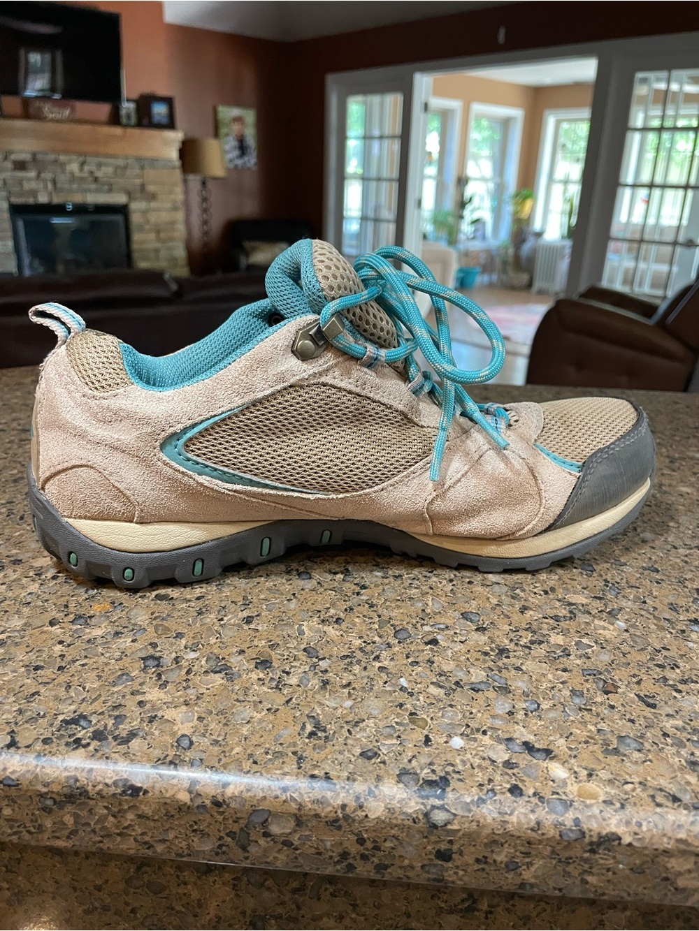 Columbia Access Point II Women 7.5 Tan & Teal Waterproof Hiking Shoe Extra Laces - Picture 4 of 10